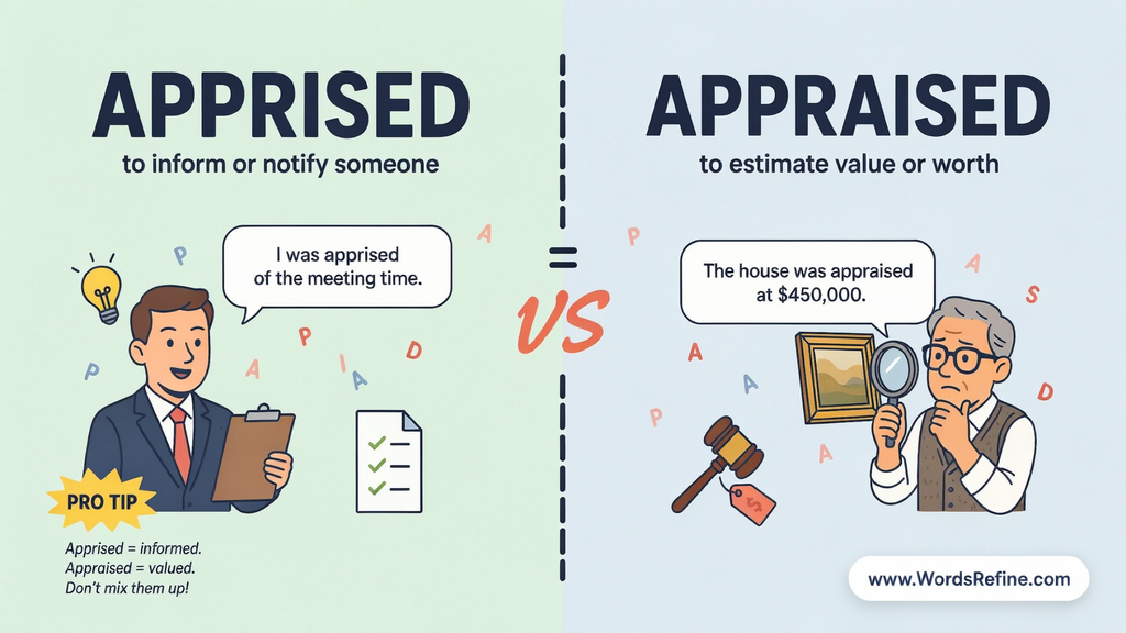 Apprised vs Appraised How the Meanings Compare