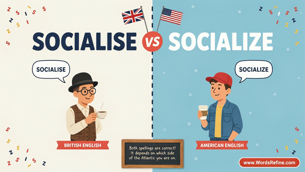 Socialise UK Spelling vs Socialize US Spelling