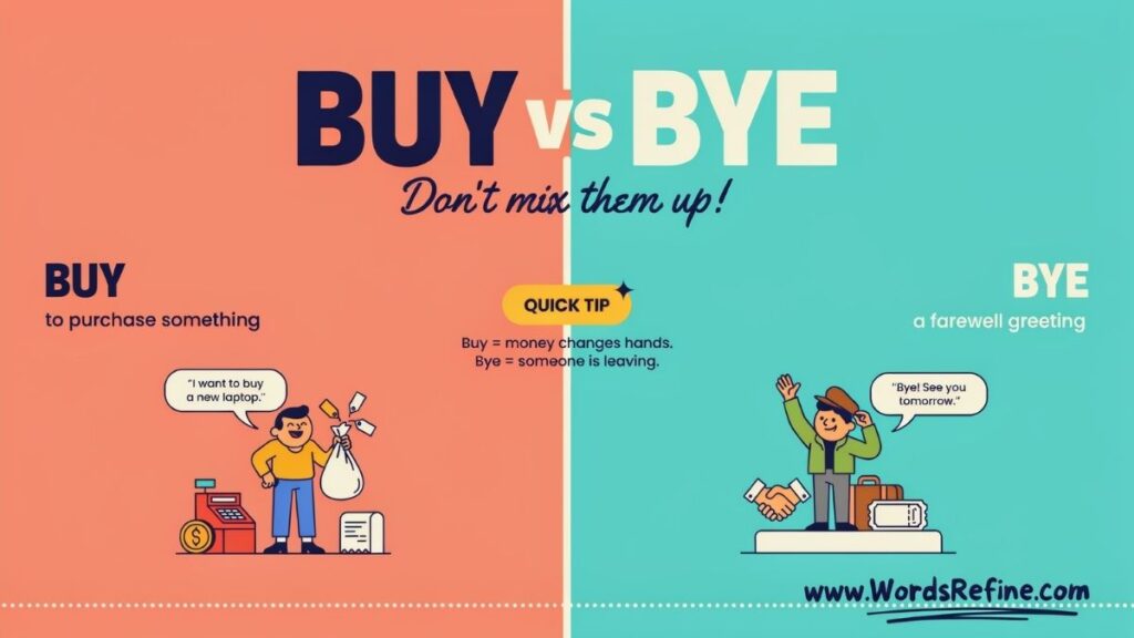 Buy vs Bye Meaning Differences Examples ?