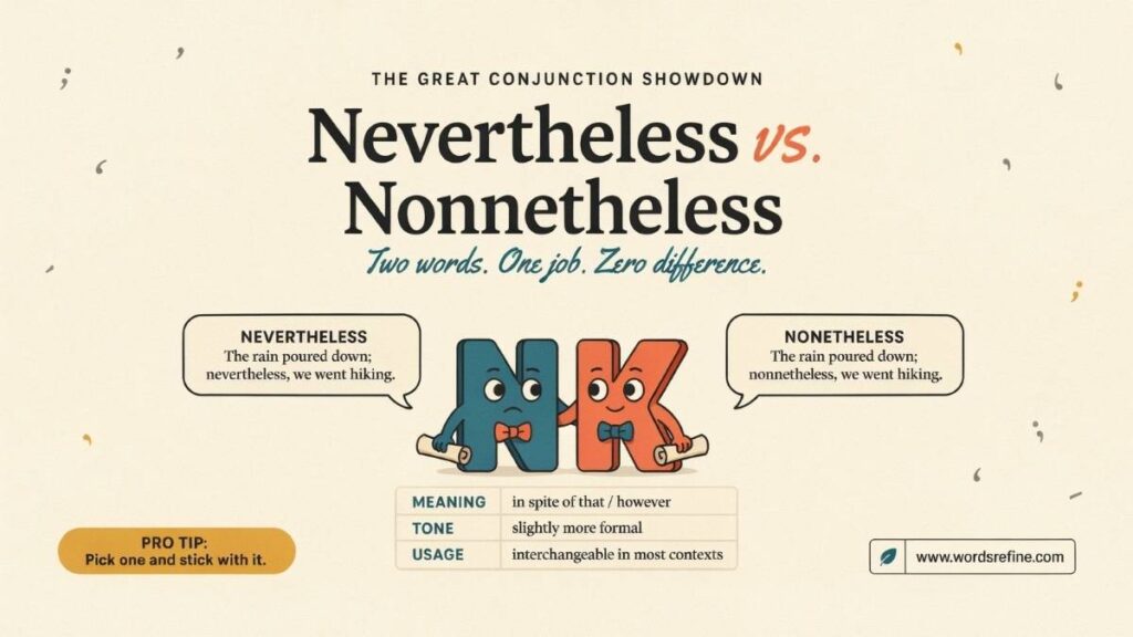 Nevertheless vs Nonetheless Meaning and Usage?